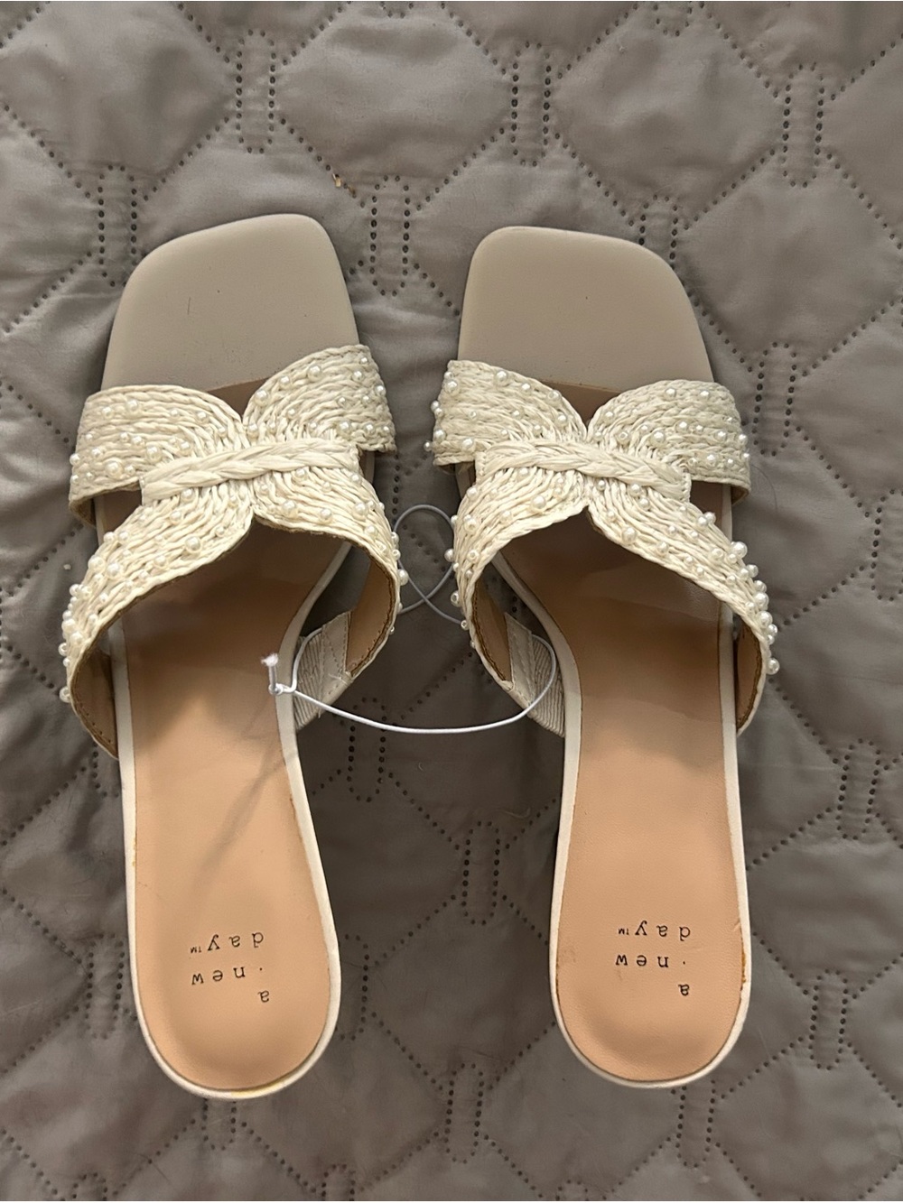 a new day Ivory Braided Pearl Slide Sandals